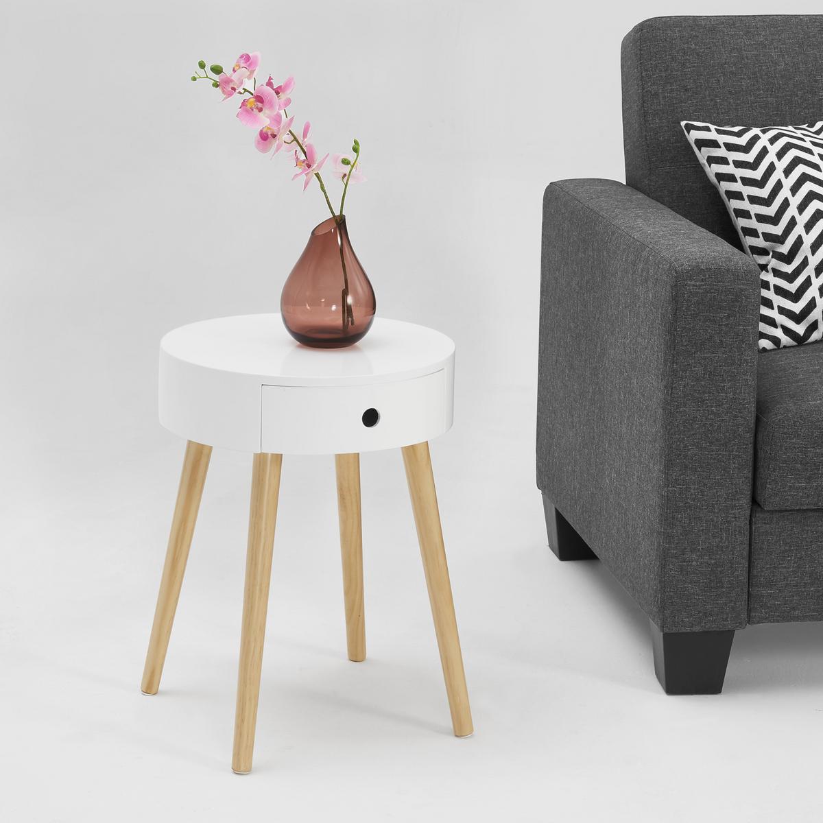 NACHTTISCH Aurich - Weiß, Holzwerkstoff (38/50/38cm) - [en.casa]