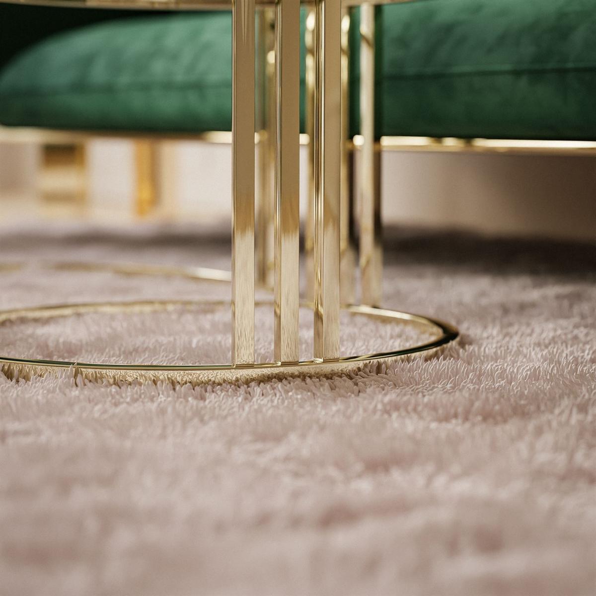 COUCHTISCH 2 in 1 LORI GLASS verchromt gold - Transparent/Goldfarben, Glas (70/70/48cm) - Lookway