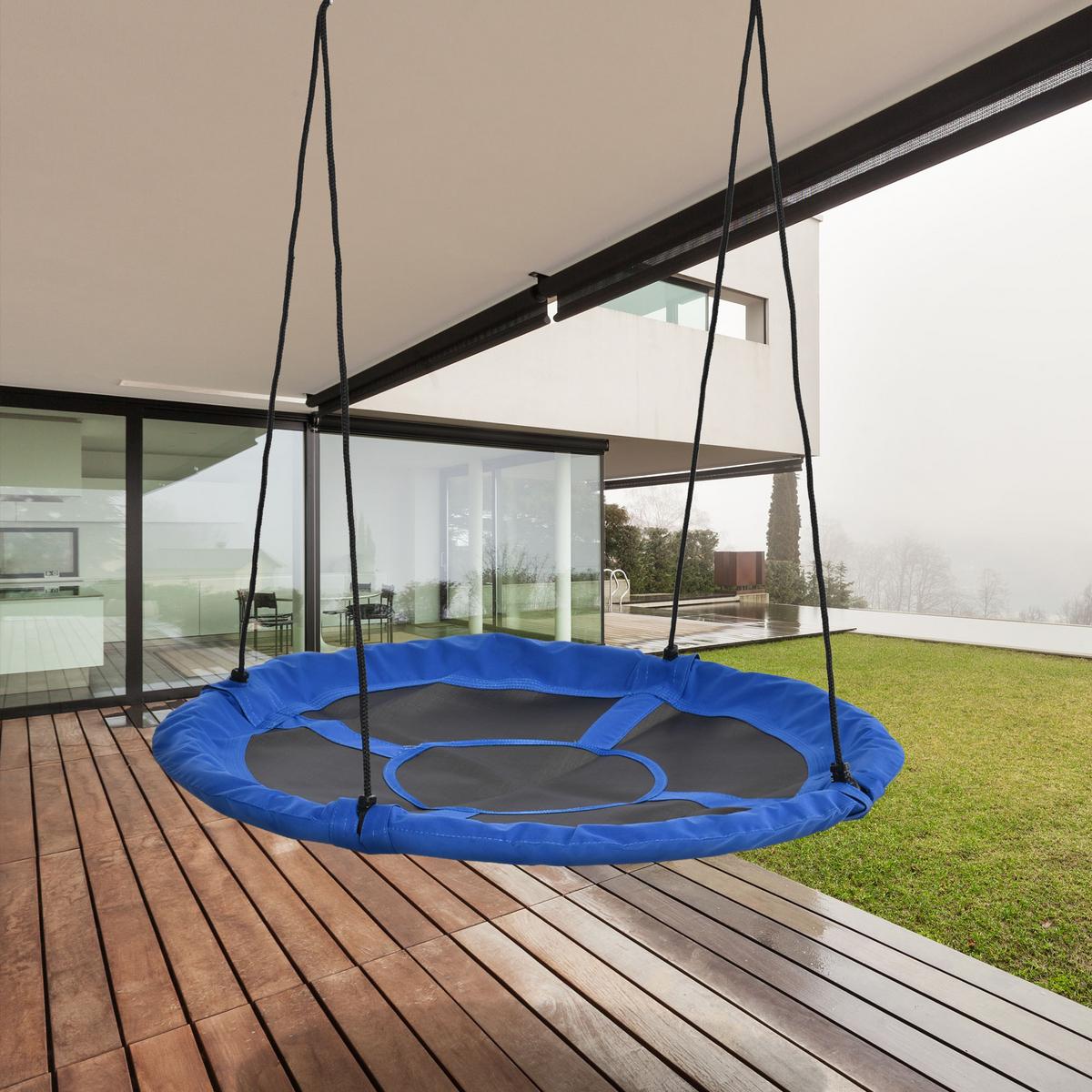 NESTSCHAUKEL Ø110 cm, Hängeschaukel bis 100 kg, verstellbar Kinderschaukel, Blau - Blau, Kunststoff/Metall (110/110cm) - Outsunny