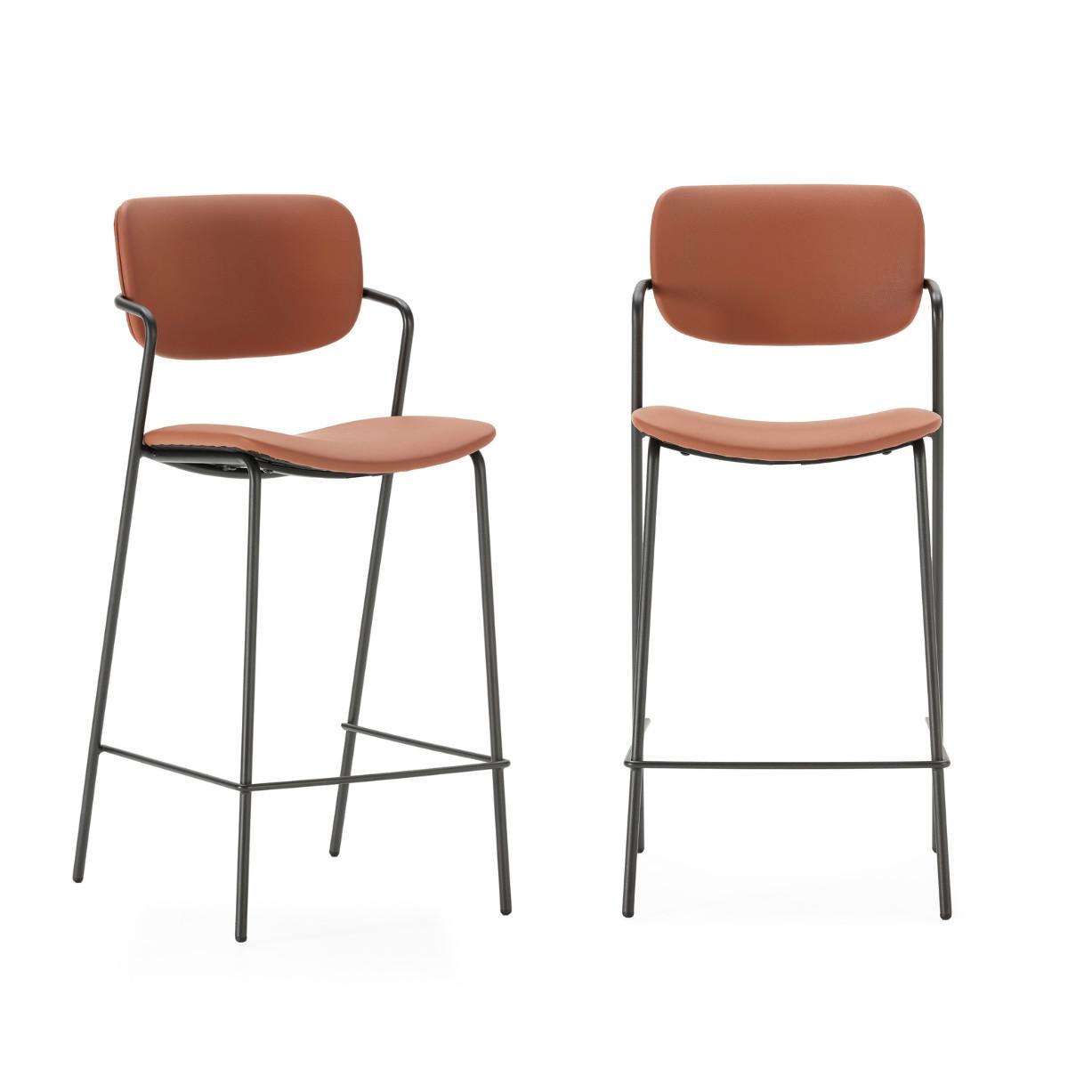 HOCKERN (Set aus 2) mit schwarzen metallbeinen - maika 44/51/66 cm - Orange, Kunststoff (51/66/44cm) - Calicosy