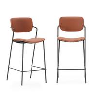 HOCKERN (Set aus 2) mit schwarzen metallbeinen - maika 44/51/66 cm - Orange, Kunststoff (51/66/44cm) - Calicosy