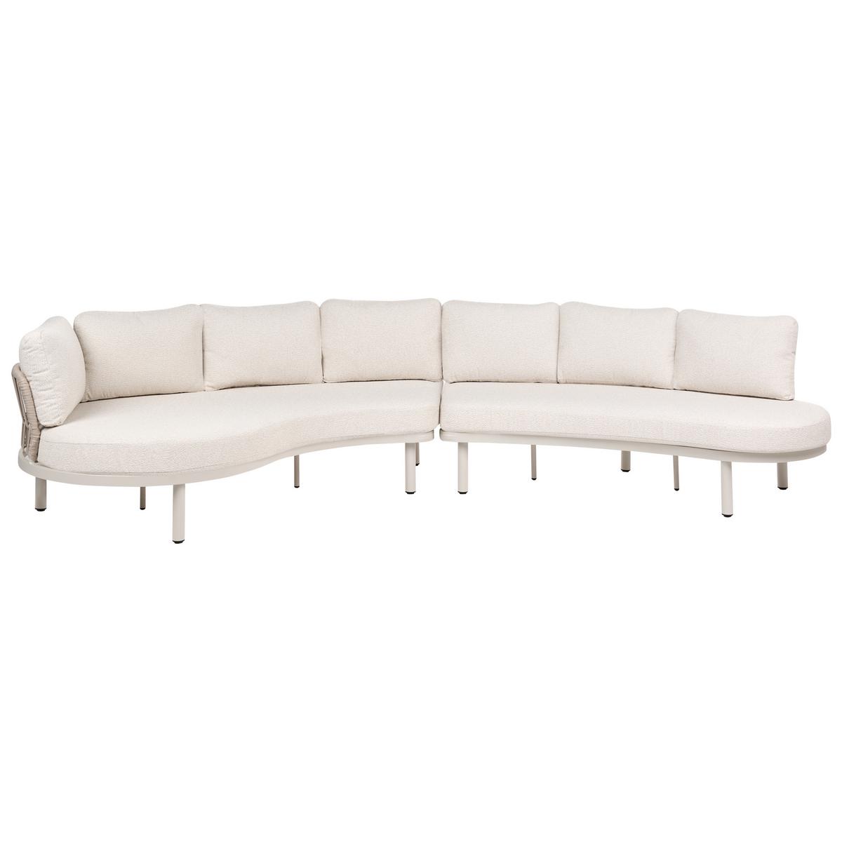 GARTENSOFA 6-Sitzer mit Tischen Metall Hellbeige Oriolo - Beige, Metall (352/84/120cm) - Beliani