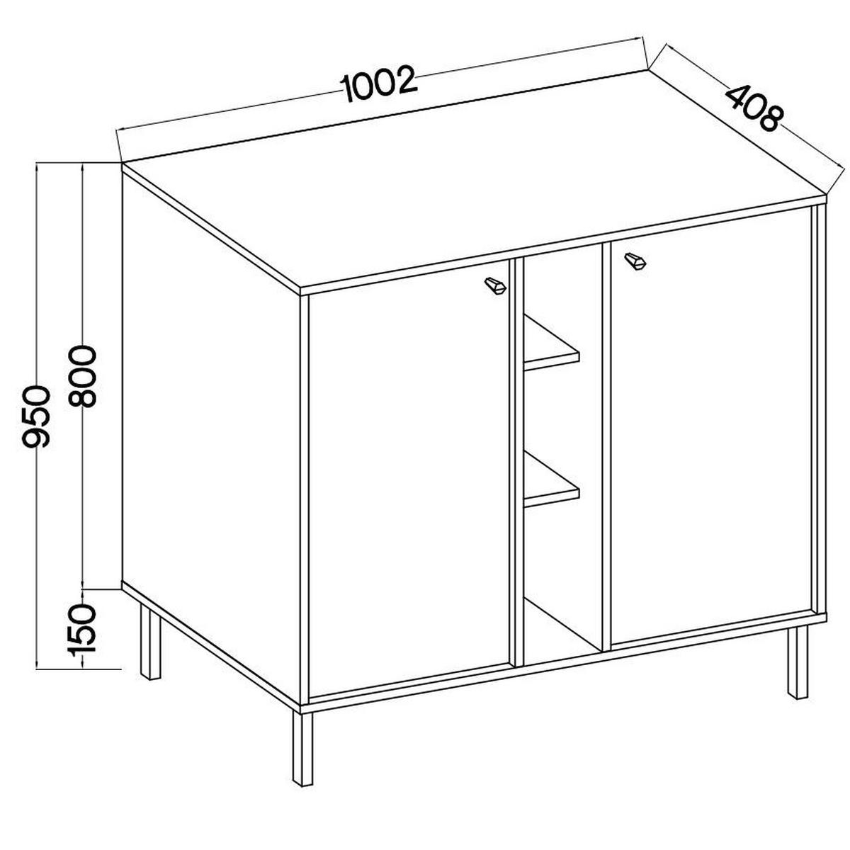 SIDEBOARD TORINO 100/95/41cm 2 Türen Graphitfarben - Graphitfarben, Holzwerkstoff (100/95/41cm) - MASSENO