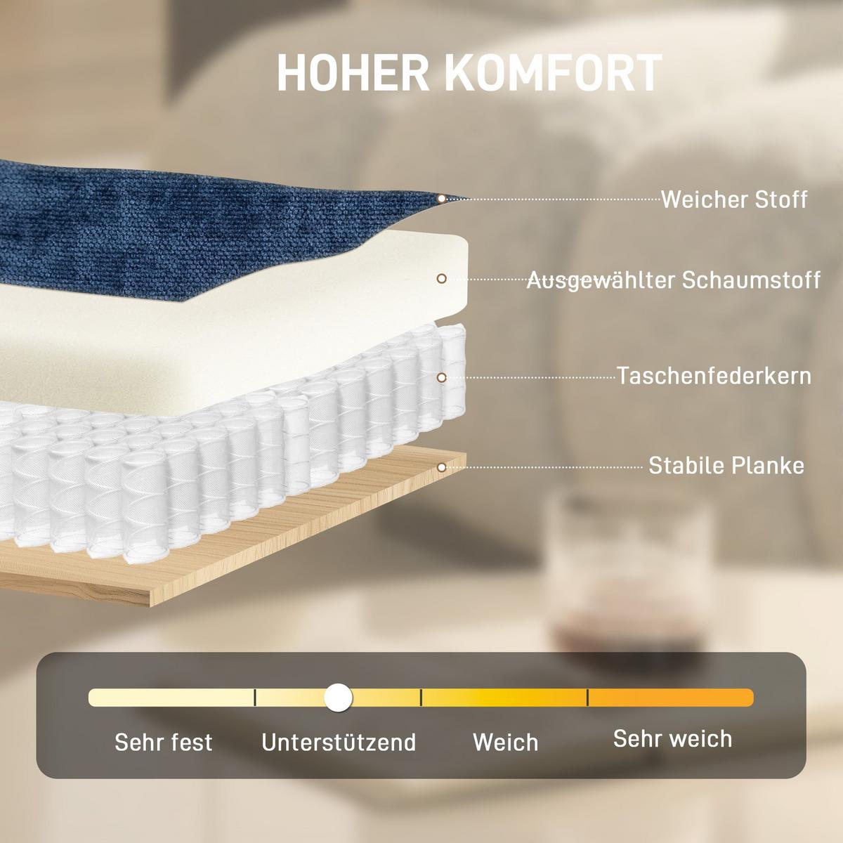 LOUNGESESSEL aus Polyester Dunkelblau - Silberfarben/Dunkelblau, Textil/Metall (70/84/87cm) - HOMCOM