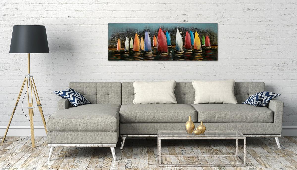 METALLBILD Bunt 144/44 cm - Multicolor, Metall (7.6/44cm) - KUNSTLOFT