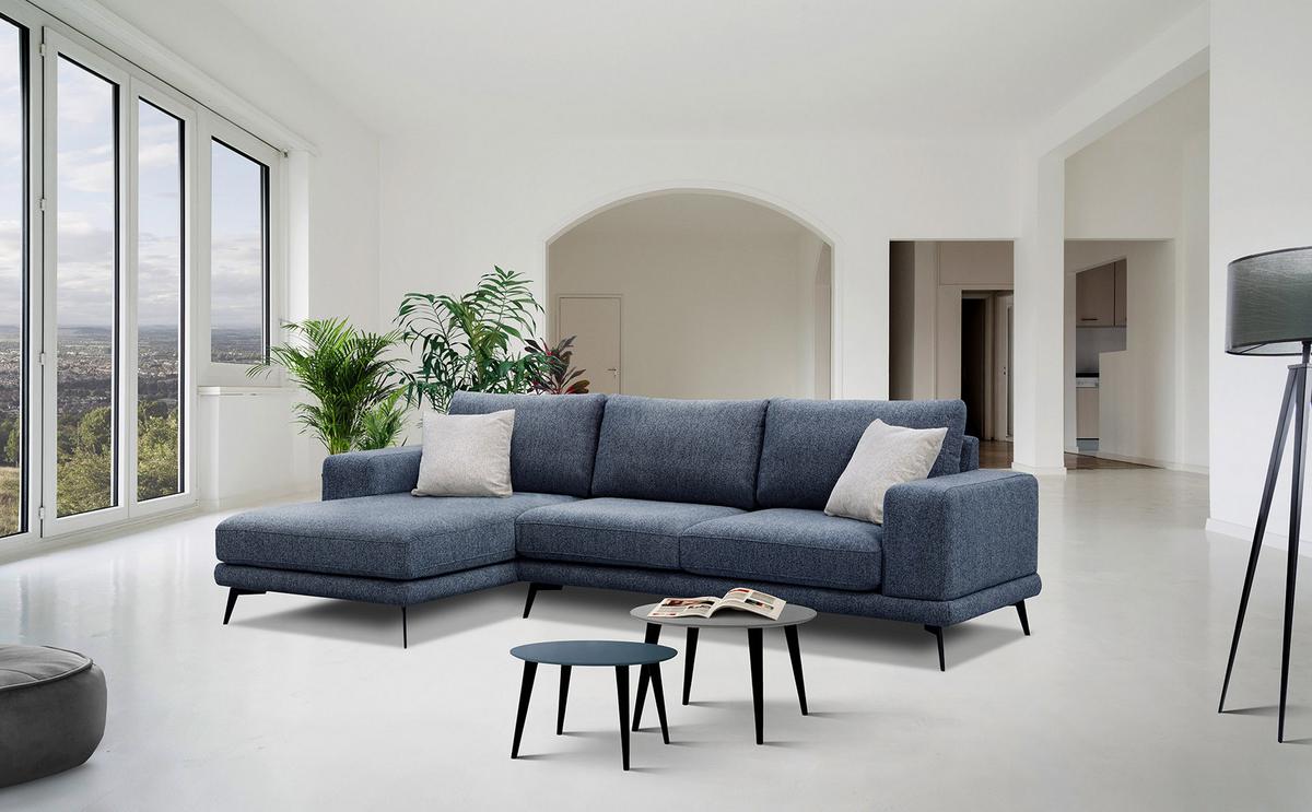 ECKSOFA MEDIOLANE 5-Sitzer, dunkelblau - Dunkelblau, Holzwerkstoff/Textil (158/282cm) - Wozimo
