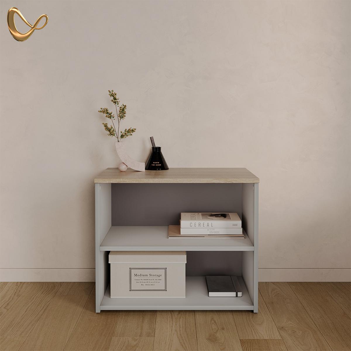 LOWBOARD Piave Greige 60 x 50 cm mit 2 Fächern - Greige, Holzwerkstoff (60/50/40cm) - Livinity®