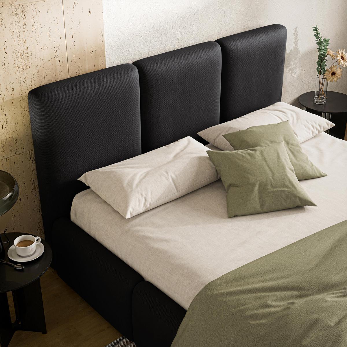 POLSTERBETT ARSIL 160x200 cm mit Bettkästen - Schwarz - Schwarz, Holz/Textil (160/200cm) - MASSENO