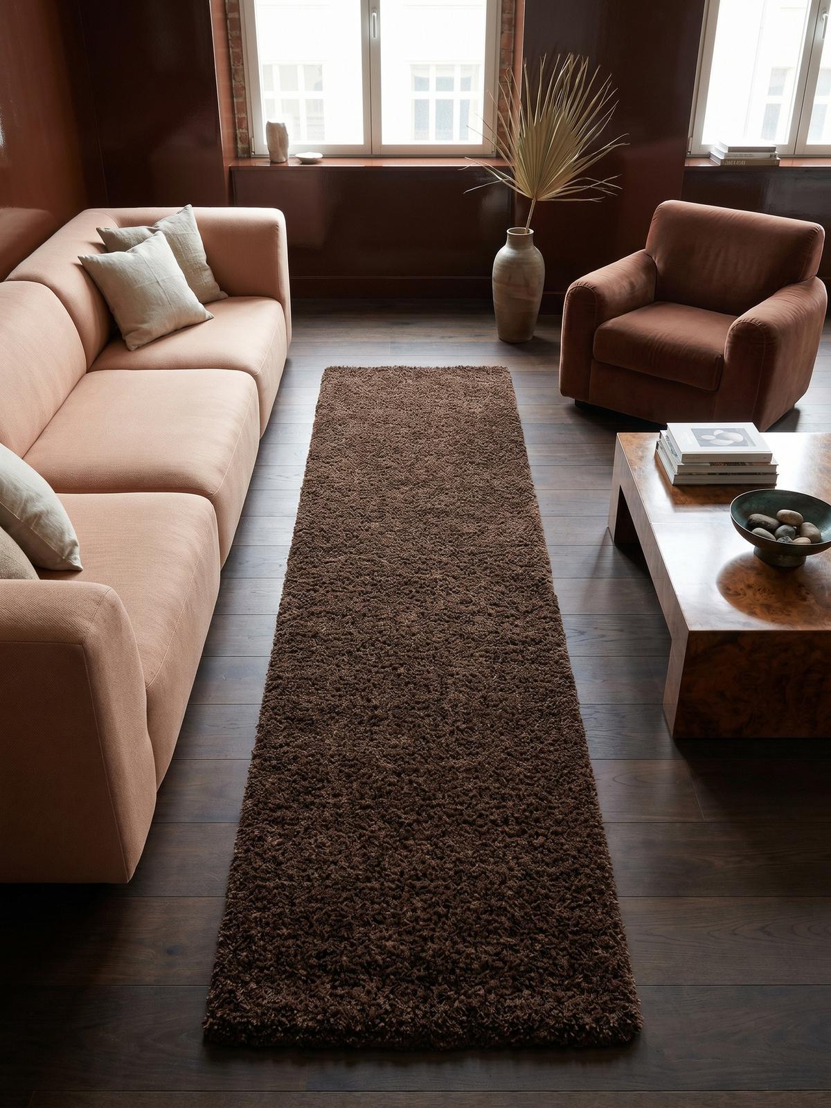 HOCHFLORTEPPICH RHEIN, einfarbig, aus Polypropylen, Braun, 80 x 250 cm - Braun, Textil (250/80cm) - KADIMA DESIGN