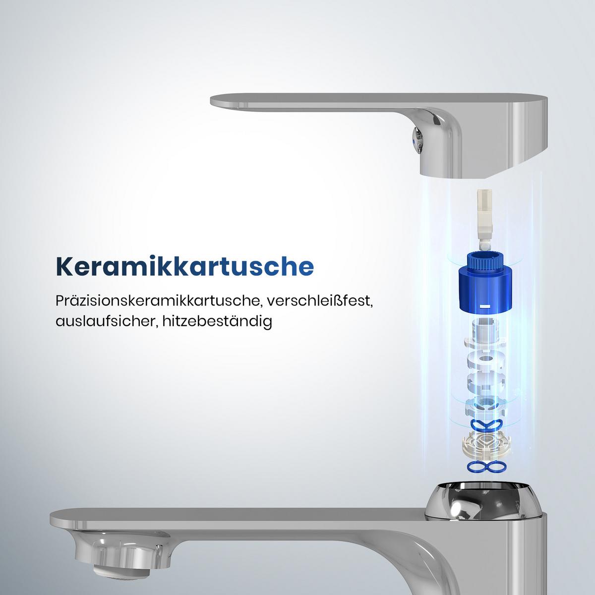 WASCHTISCHARMATUR aus 4MS-Messing Verchromt 15,2 cm - Chromfarben, Metall (15.2/4.5/16.6cm) - EMKE