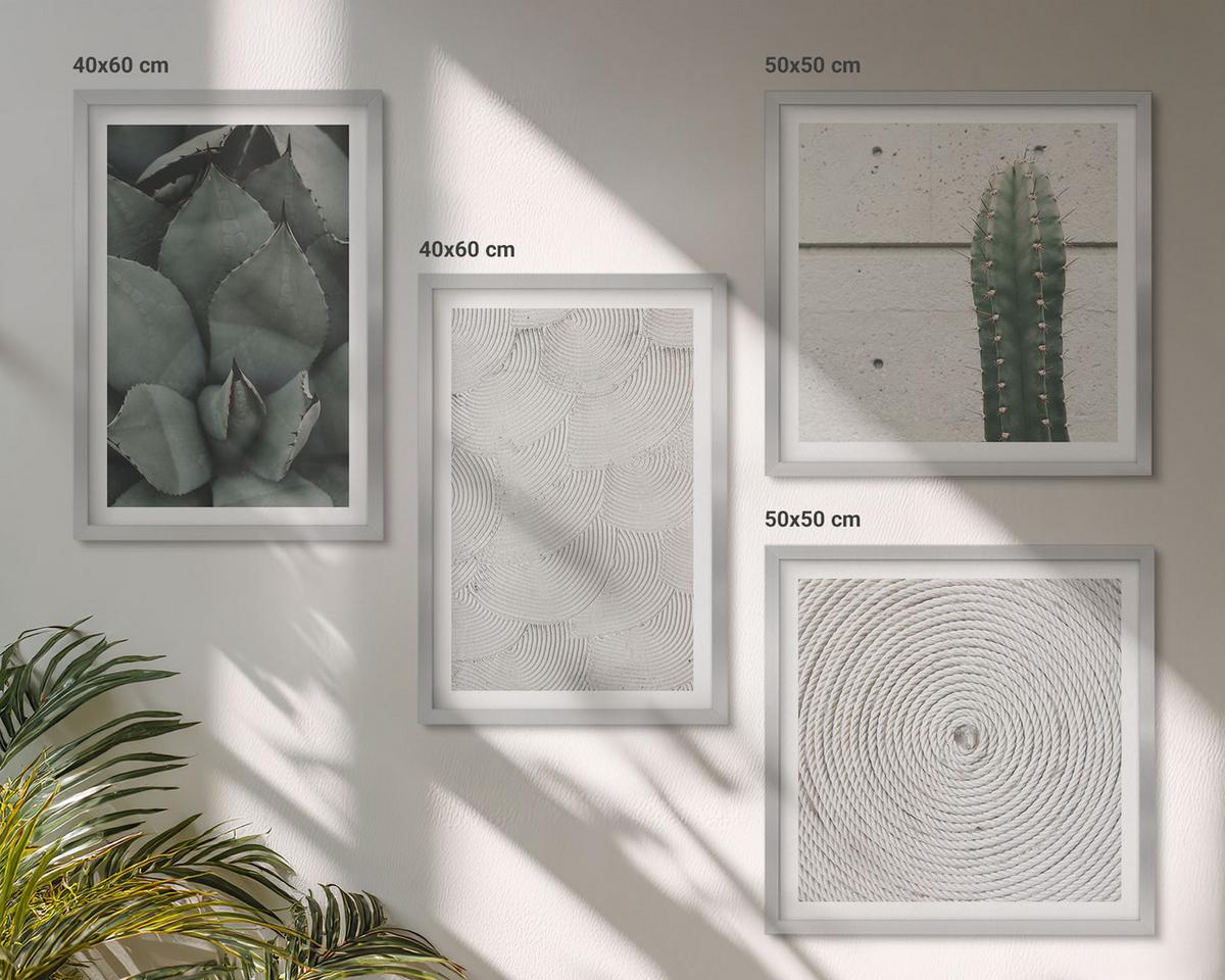 BILDER SET 4er Set - 50x50 cm & 40x60 cm Silberner Rahmen - Sommerliche Texturen aus den Tropen - Silberfarben, Kunststoff (50/50cm) - TULUP
