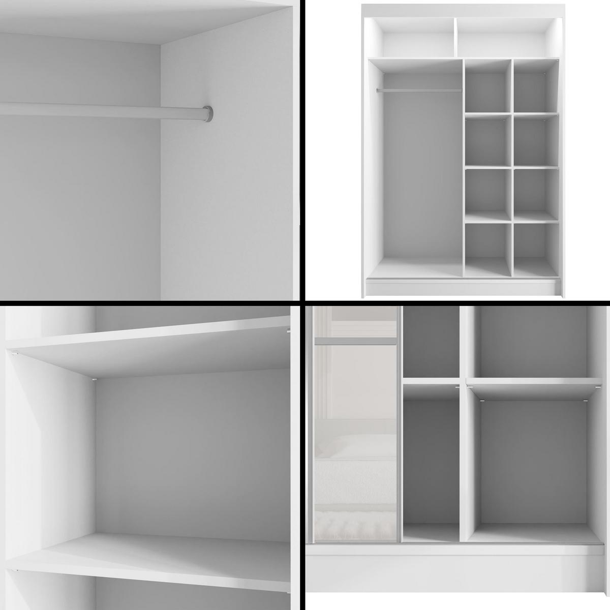KLEIDERSCHRANK PEKA III mit LED - 150 cm - Weiß - Weiß, Holzwerkstoff (150/215/61cm) - ALTDECOR