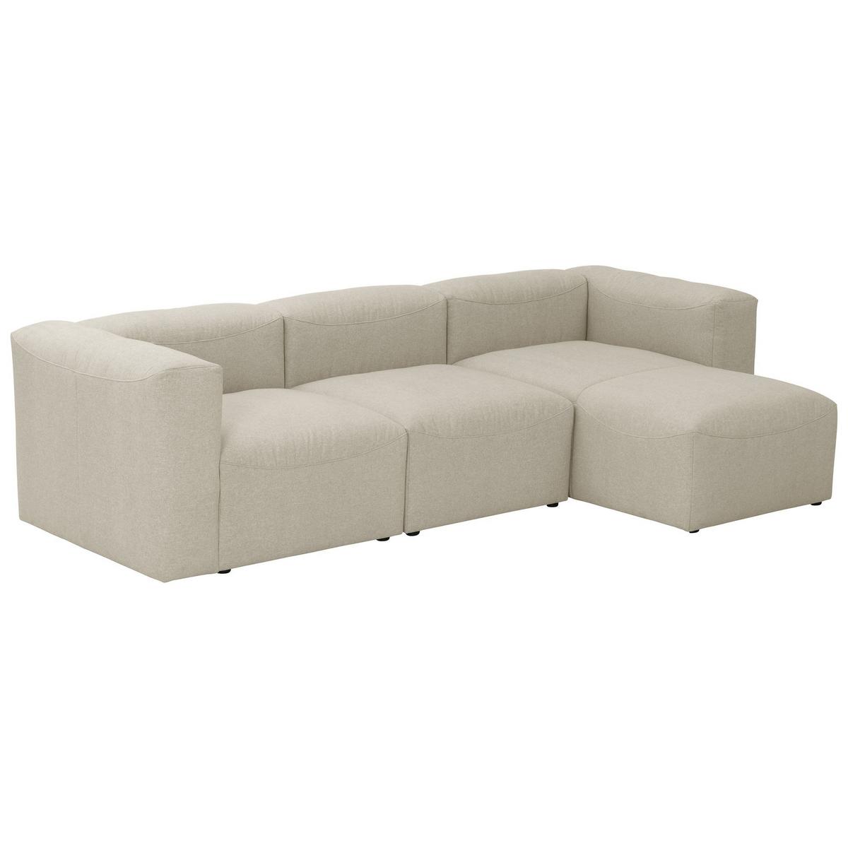 ECKSOFA mit Longchair links Kattrina Flachgewebe creme - Creme, Kunststoff (160/275cm) - 58aufmkessel