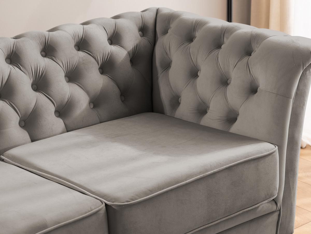 CHESTERFIELD-SESSEL Whitby Grau Samt mit goldenen Füßen - Goldfarben/Grau, Holz/Textil (116/78/82cm) - S-Style Möbel