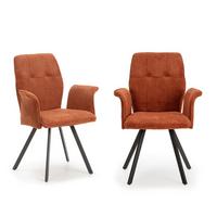 SESSEL (Set aus 2) aus stoff mit schwarzen metallbeinen - mery 62/60/47 cm - Orange, Textil (60/47/62cm) - Calicosy
