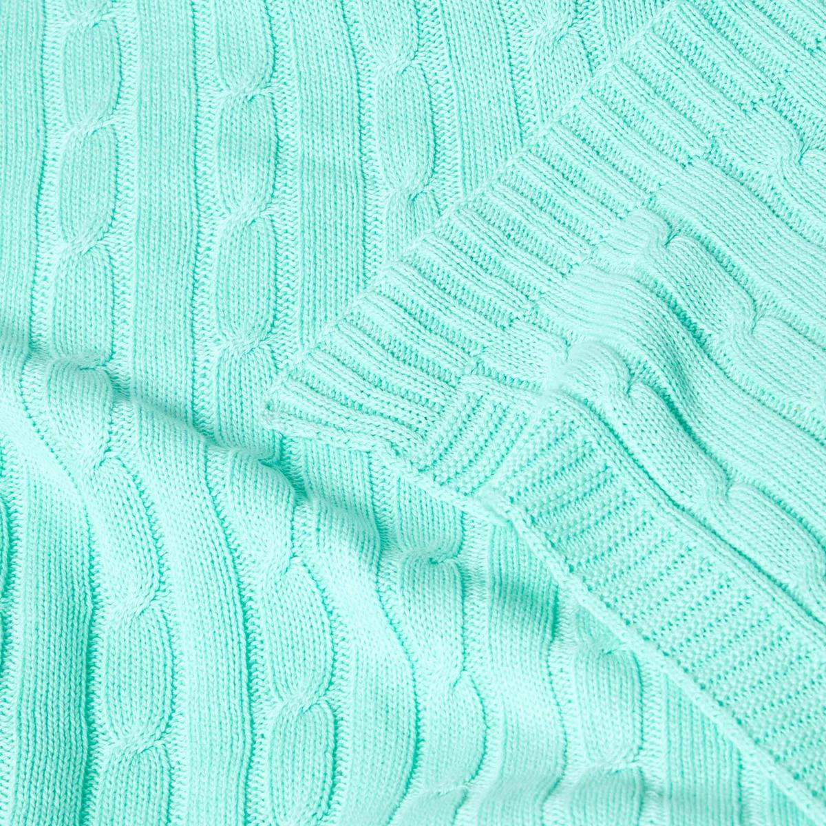 STRICKDECKE 150/200 cm, Baumwolle mit Zopfmuster - Pastellgrün, Textil (150/200cm) - Homescapes
