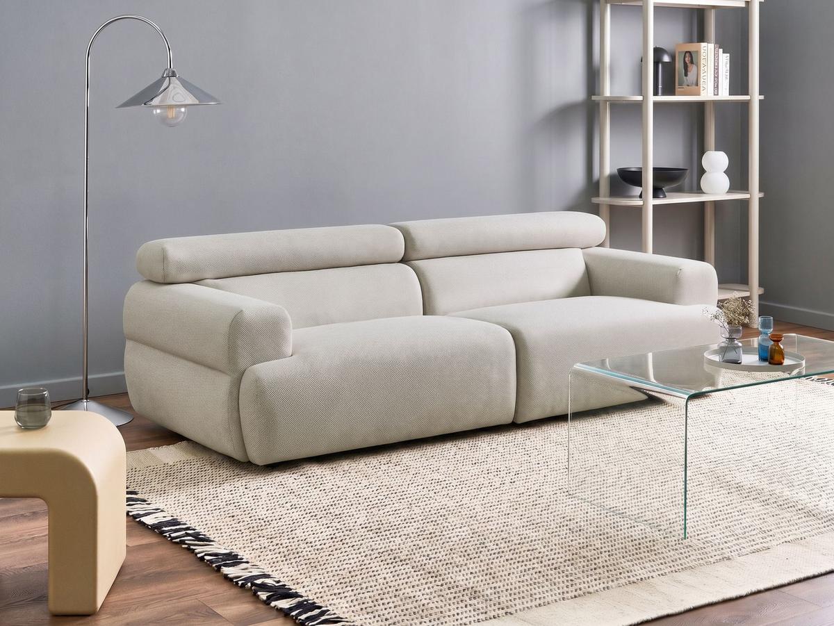 3-SITZER-SOFA Stoff Cremeweiß Hovden - Creme, Textil (210/69/95cm) - Beliani