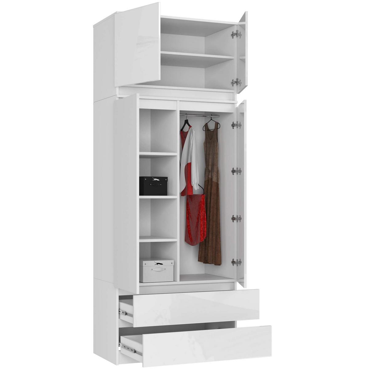 KLEIDERSCHRANK Weiß, Weiß Glanz 234/90/51 - Weiß, Holzwerkstoff (90/234/51cm) - RAUMHIRSCH FURNITURE
