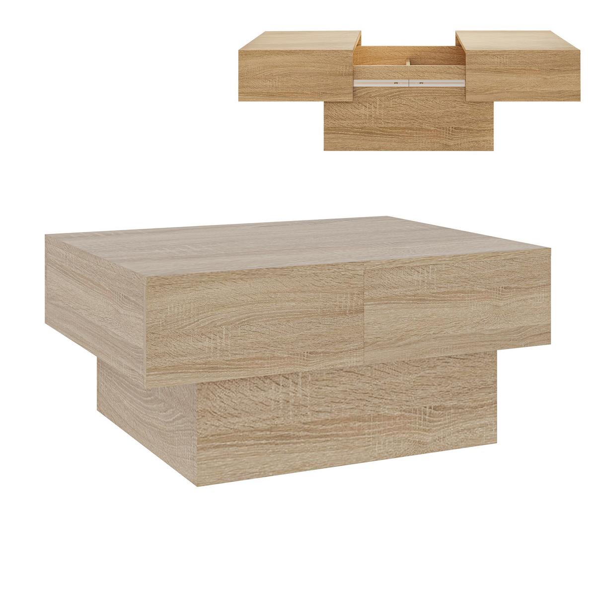 COUCHTISCH Lens 80/60/36 cm - Eichefarben, Holzwerkstoff (60/80/36cm) - [en.casa]