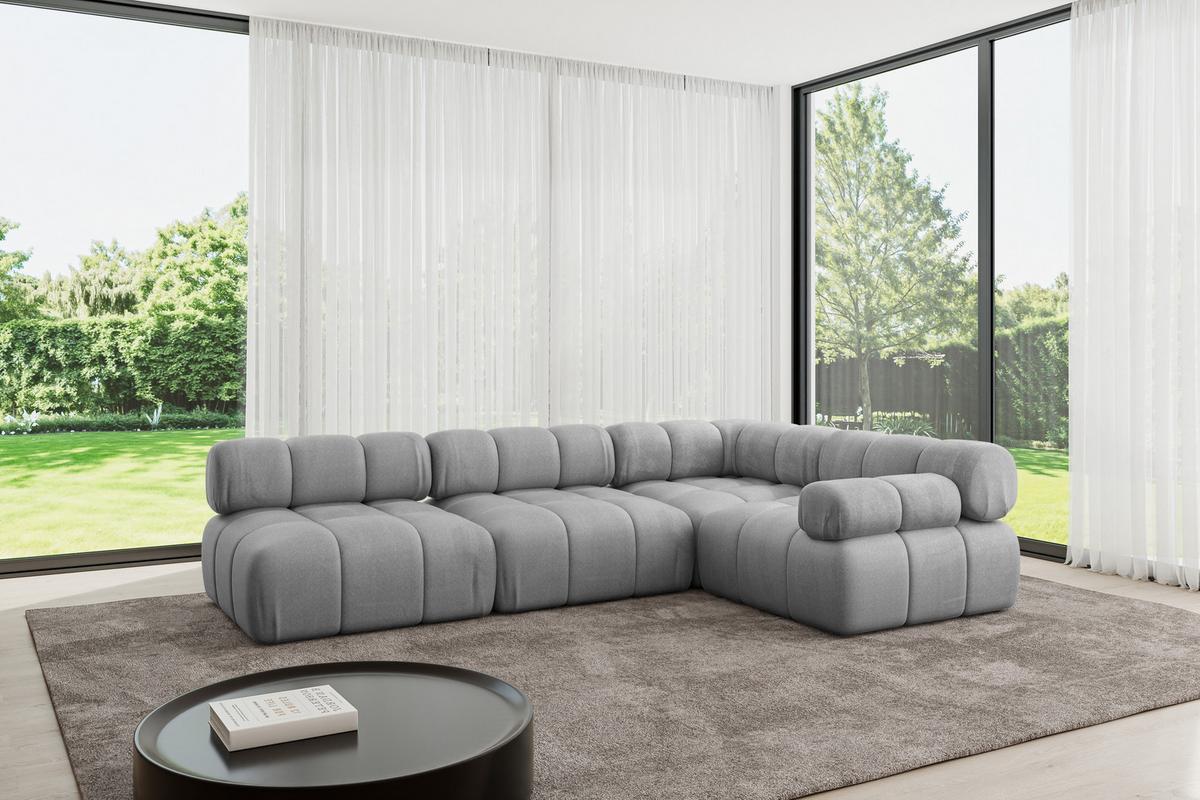 ECKSOFA modulares Sofa Mende-L2 - 285x190x70 cm Hellgrau Velours - Hellgrau, Holzwerkstoff/Textil (285/190cm) - ALTDECOR