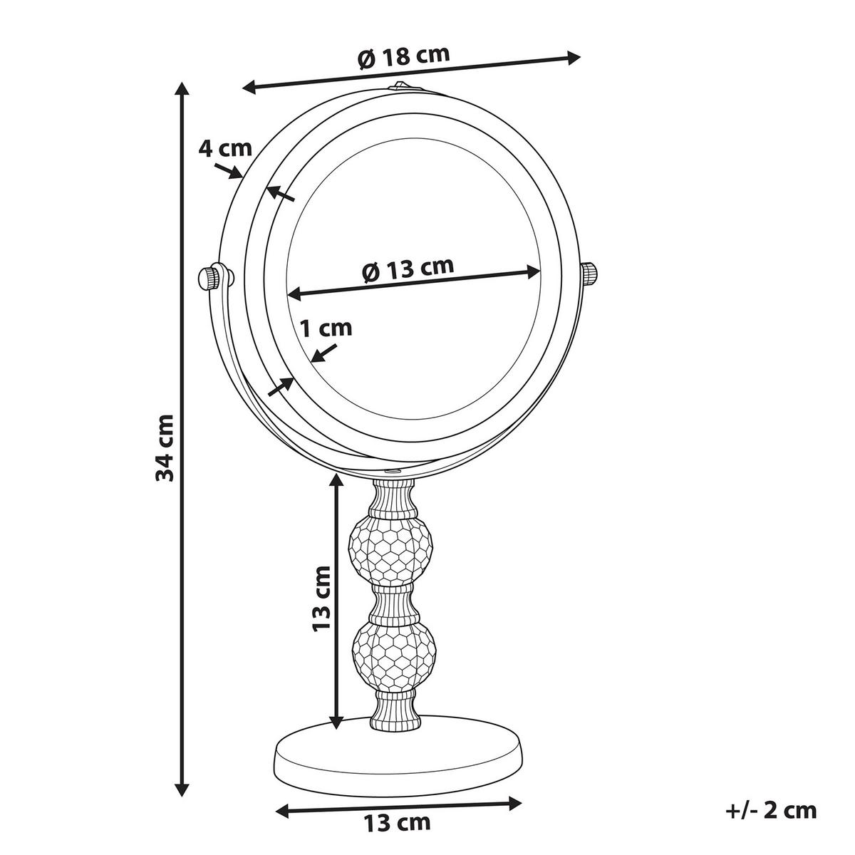 KOSMETIKSPIEGEL silber mit LED-Beleuchtung 18 cm Claira - Silberfarben, Glas (18/34/13cm) - Beliani