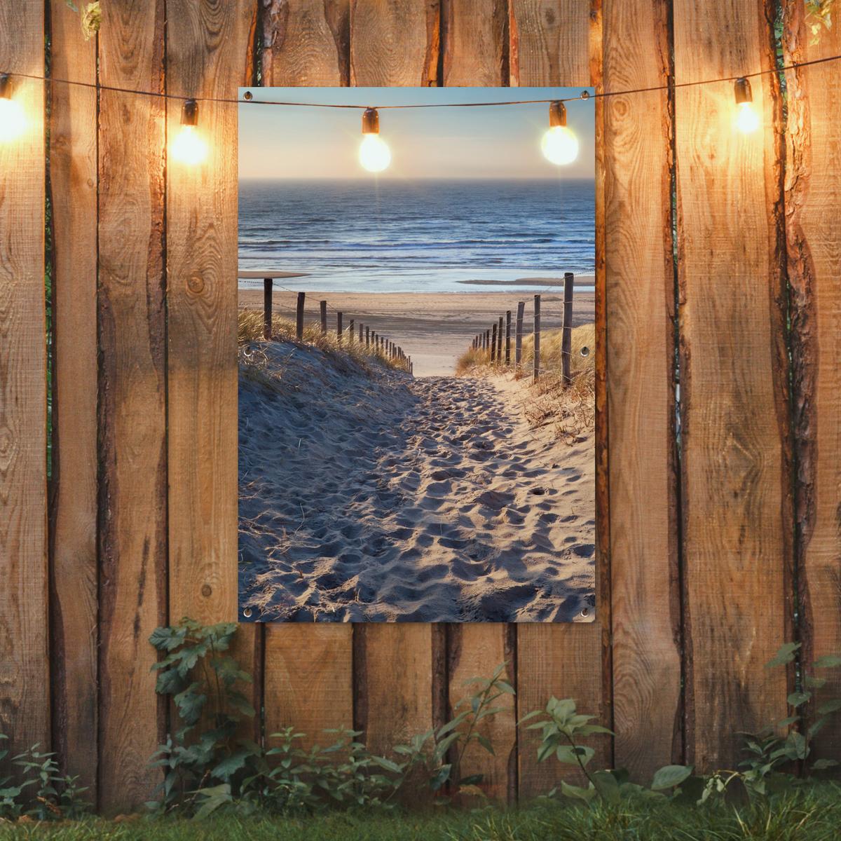 GARTENPOSTER Strand - Meer - Niederlande - Dünen - Sonne Outdoor Bilder 80x120 cm - Sandfarben, Kunststoff (80/120/0.2cm) - OnlyWow