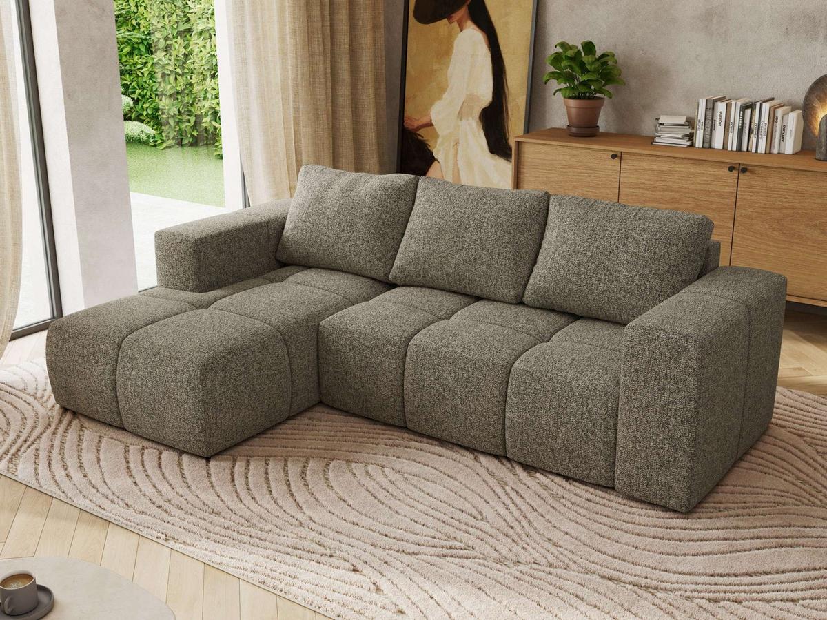ECKSOFA MONIVA Grau Strukture - Links - Schwarz/Grau, Kunststoff/Textil (164/266cm) - MKS
