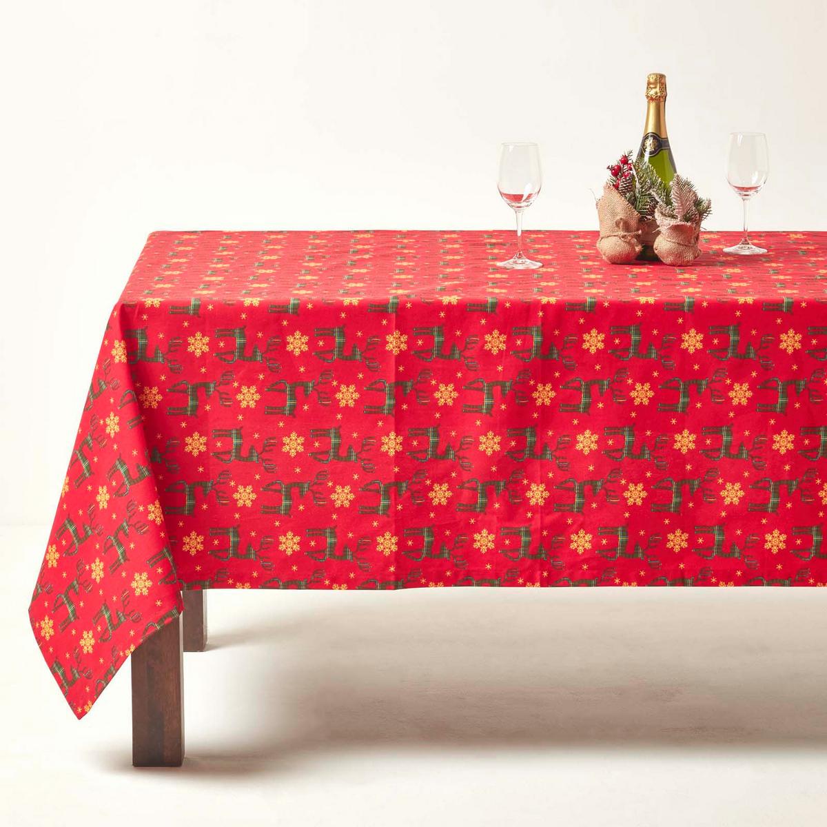 WEIHNACHTSTISCHDECKE Rentier rot 178/305 cm, 100% Baumwolle - Rot, Textil (178/305cm) - Homescapes
