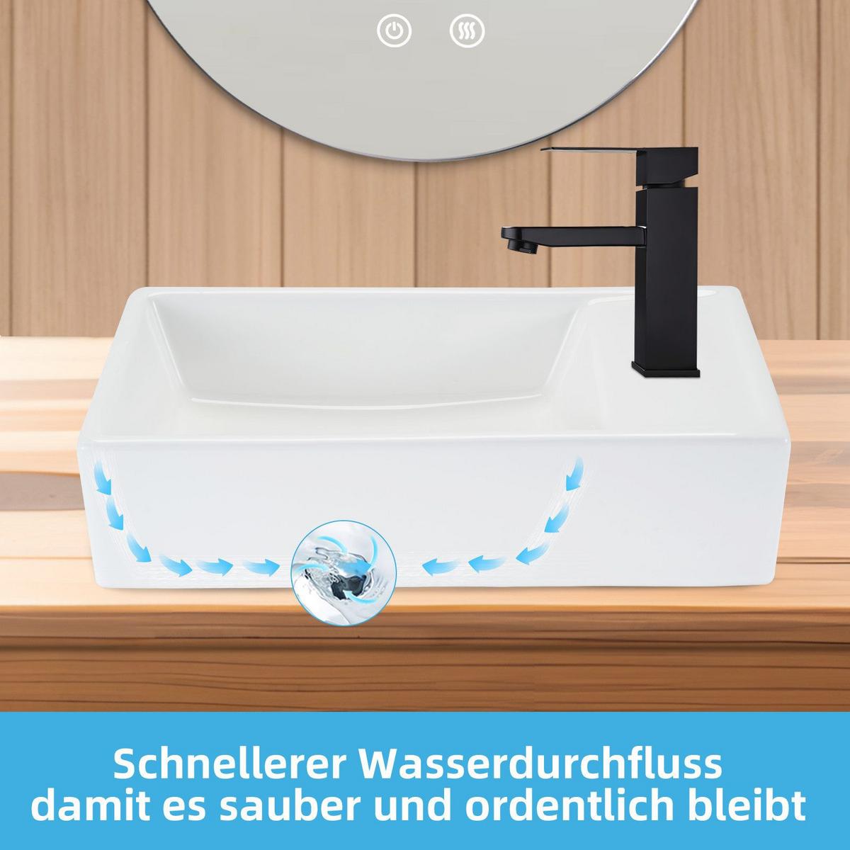 WASCHBECKEN Barnett II 40/22/10cm - Weiß, Keramik (22/10/40cm) - Nettlife