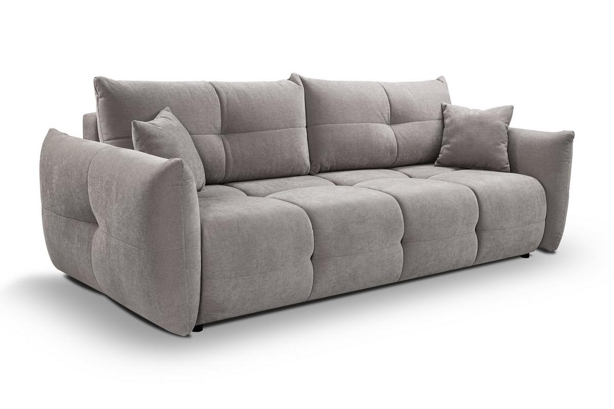 BETTSOFA MODA Beige Chenille-Stoff mit Schlaffunktion - Beige, Holz (245/86/110cm) - MASSENO