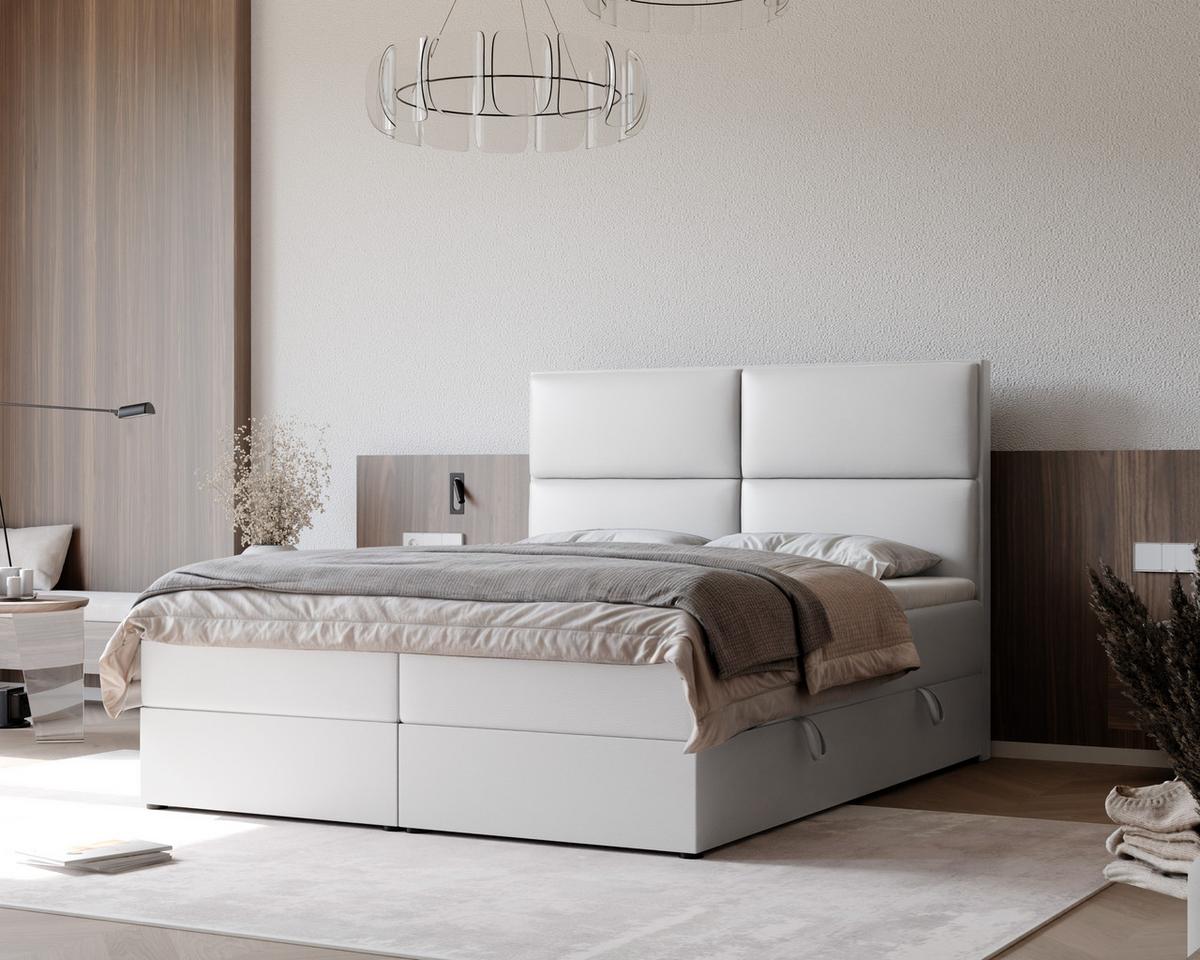BOXBETT ORFEO 160/200 cm mit Matratze und Topper, Weiß - Weiß, Textil (160/200cm) - Idohome