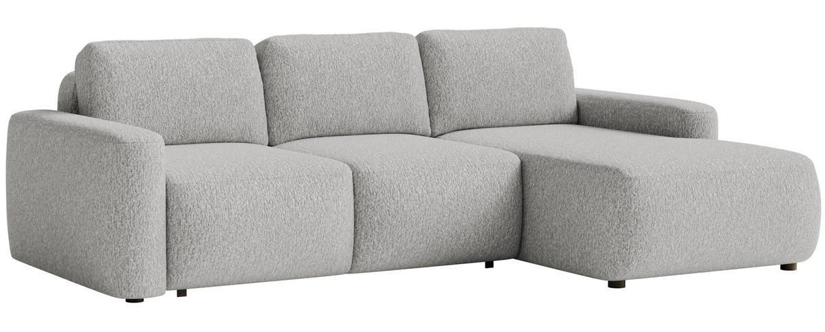 ECKSOFA Carnos Mini Hellgrau Chenille - Hellgrau/Schwarz, Kunststoff/Textil (164/238cm) - Selsey