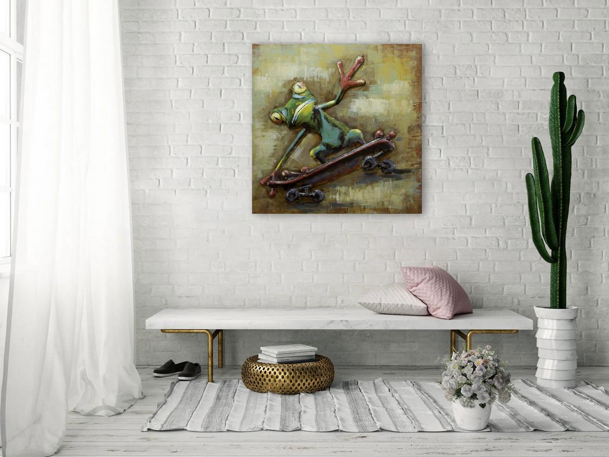 METALLBILD Grün 80/80 cm - Beige/Grün, Metall (4.6/80cm) - KUNSTLOFT