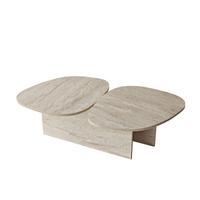 COUCHTISCH mit doppelter Platte in organischer Form 125/60/38 cm - Beige, Holzwerkstoff (10/60/38cm) - Calicosy