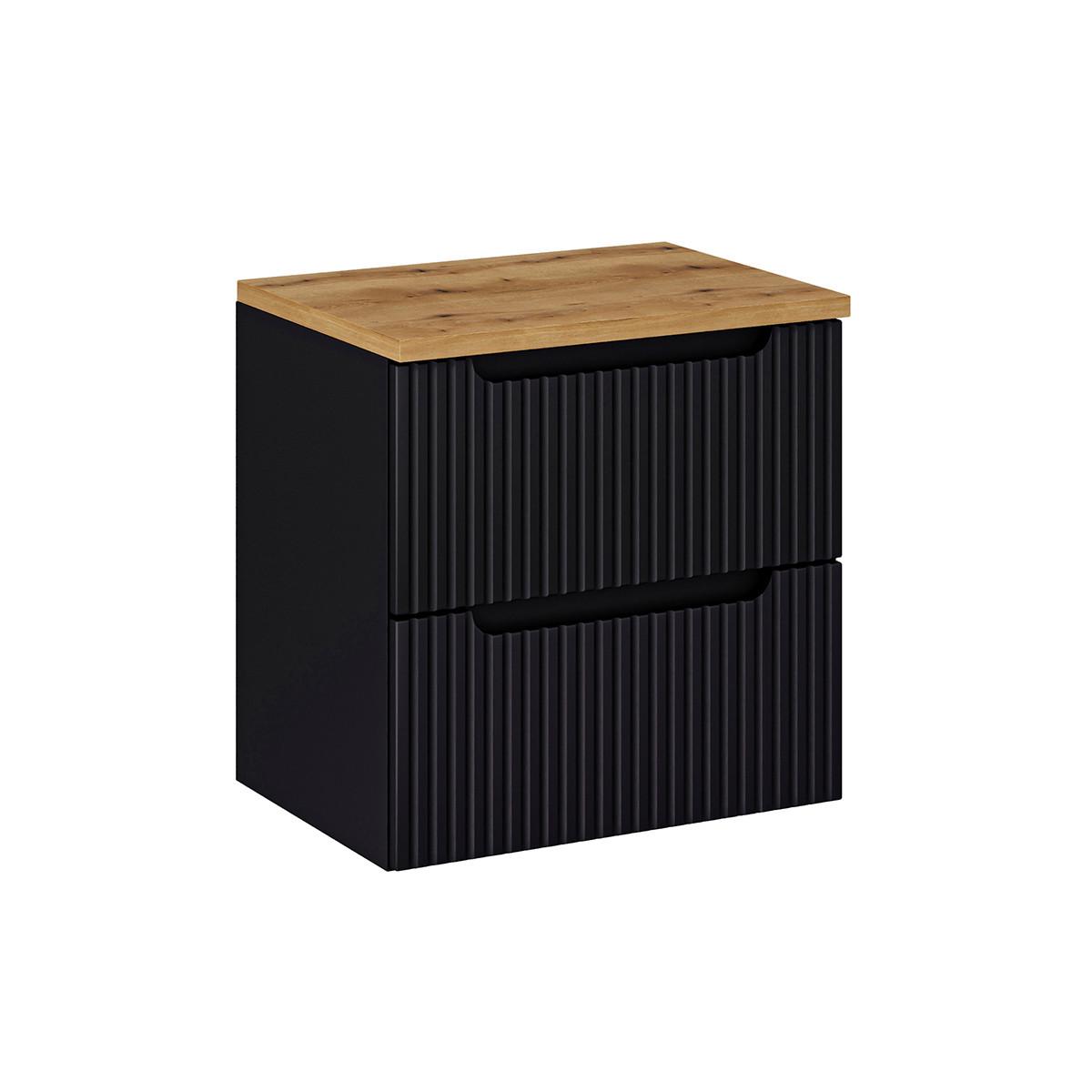 WASCHTISCHUNTERSCHRANK 60.4cm Riva Schwarz und Holz - Schwarz, Holzwerkstoff (60.4/59/40cm) - Petits-meubles