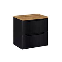 WASCHTISCHUNTERSCHRANK 60.4cm Riva Schwarz und Holz - Schwarz, Holzwerkstoff (60.4/59/40cm) - Petits-meubles