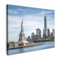 LEINWANDBILD New York - Freiheitsstatue - Wasser Wandbild 40x30 cm - Hellblau, Textil (40/30cm) - MuchoWow