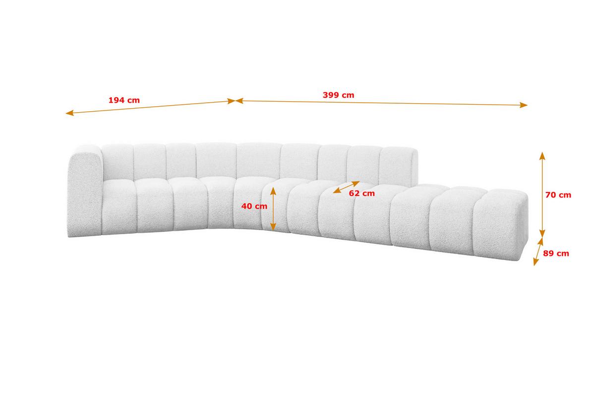 ECKSOFA modulares Sofa Tilmo-L1 - 399x194x70 cm Weiß - Weiß, Holzwerkstoff/Textil (399/194cm) - ALTDECOR