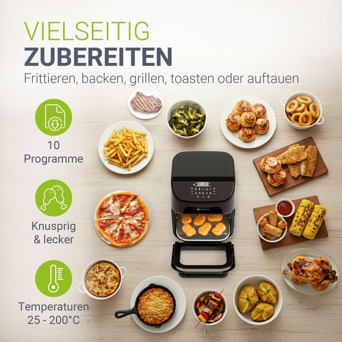 HEISSLUFTFRITTEUSE 12 L - Schwarz, Kunststoff (32/38/34cm) - Juskys