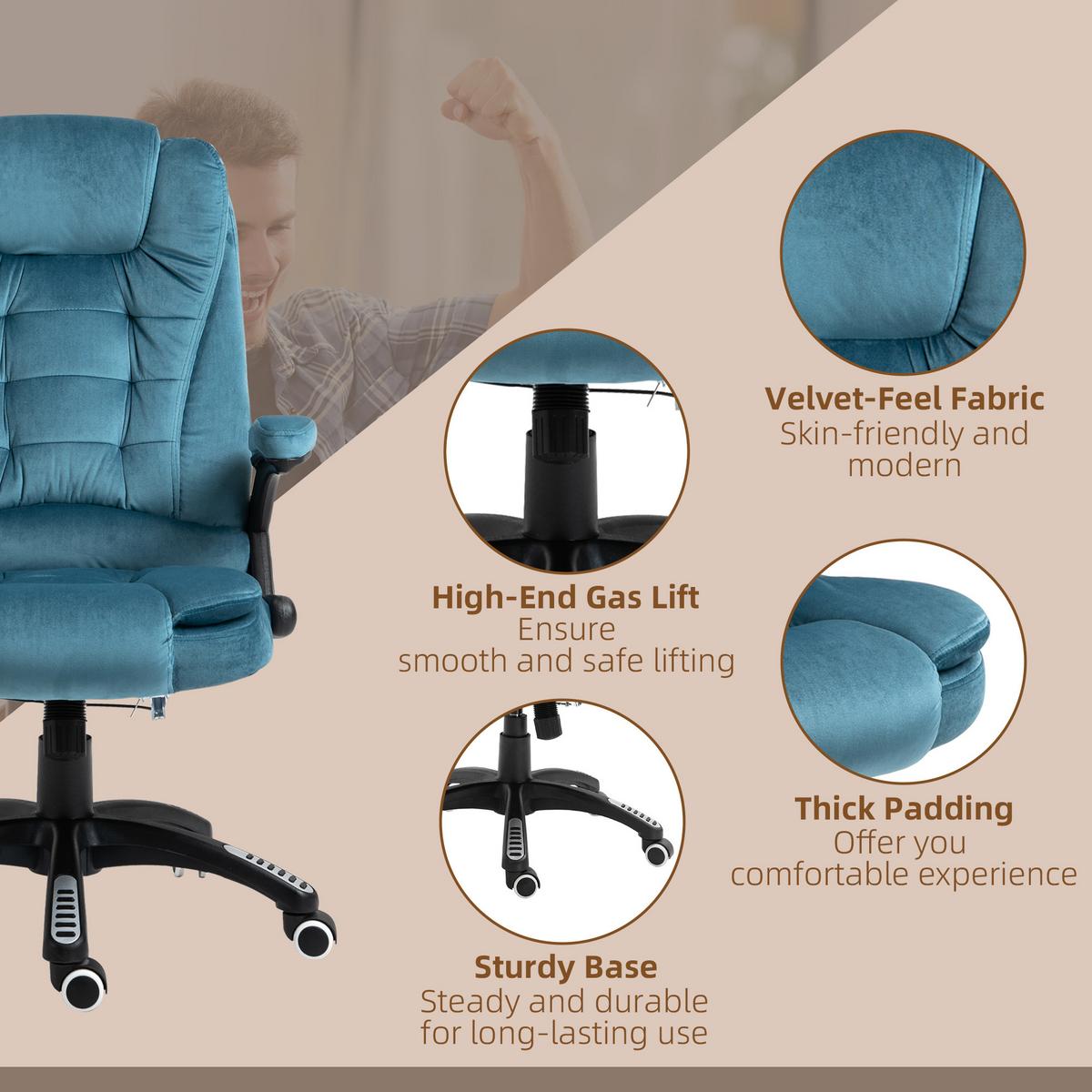 MASSAGESESSEL Chefsessel Gamingstuhl Drehstuhl Massagebürostuhl Blau - Blau/Schwarz, Kunststoff/Textil (74/116/67cm) - Vinsetto