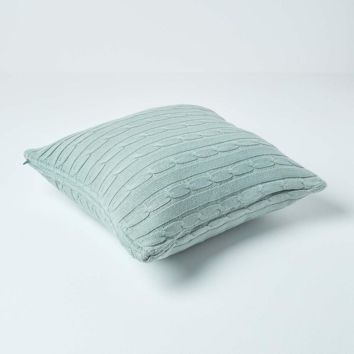 KISSENHÜLLE Zopfmuster 45/45 cm - Blaugrau, Textil (45/45cm) - Homescapes