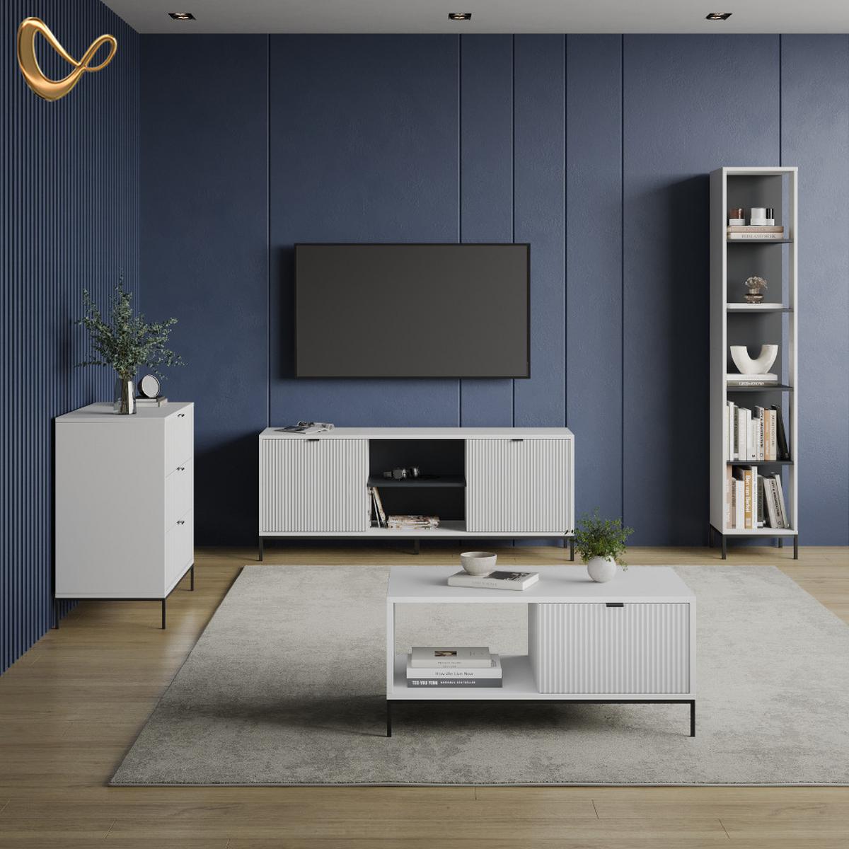 KOMMODE Aterno Weiß 42 x 81.2 cm mit 3 Schubladen - Weiß, Holzwerkstoff (42/81.2/80cm) - Livinity®