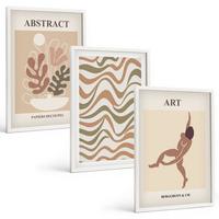 BILDER SET 3er Set - 40x60 cm Weißer Rahmen - Matisse Boho abstrakte Muster - Weiß, Kunststoff (40/60cm) - TULUP
