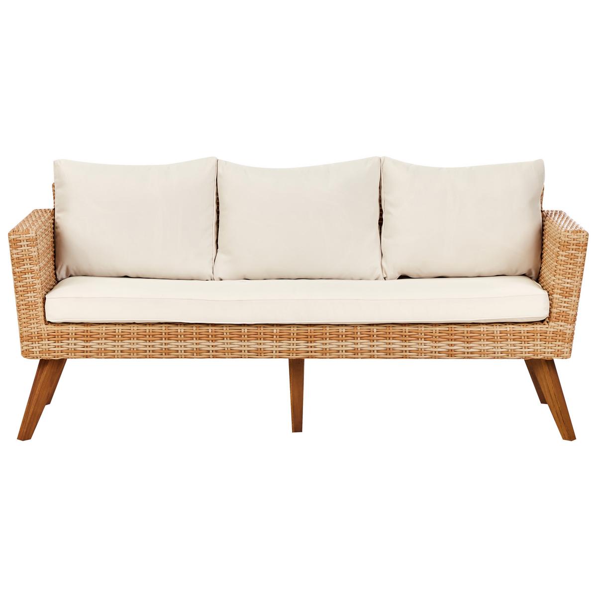 LOUNGE-SET 5-sitzer PE Rattan Cremeweiß Vittoria - Hellbraun/Beige, Kunststoff - Beliani