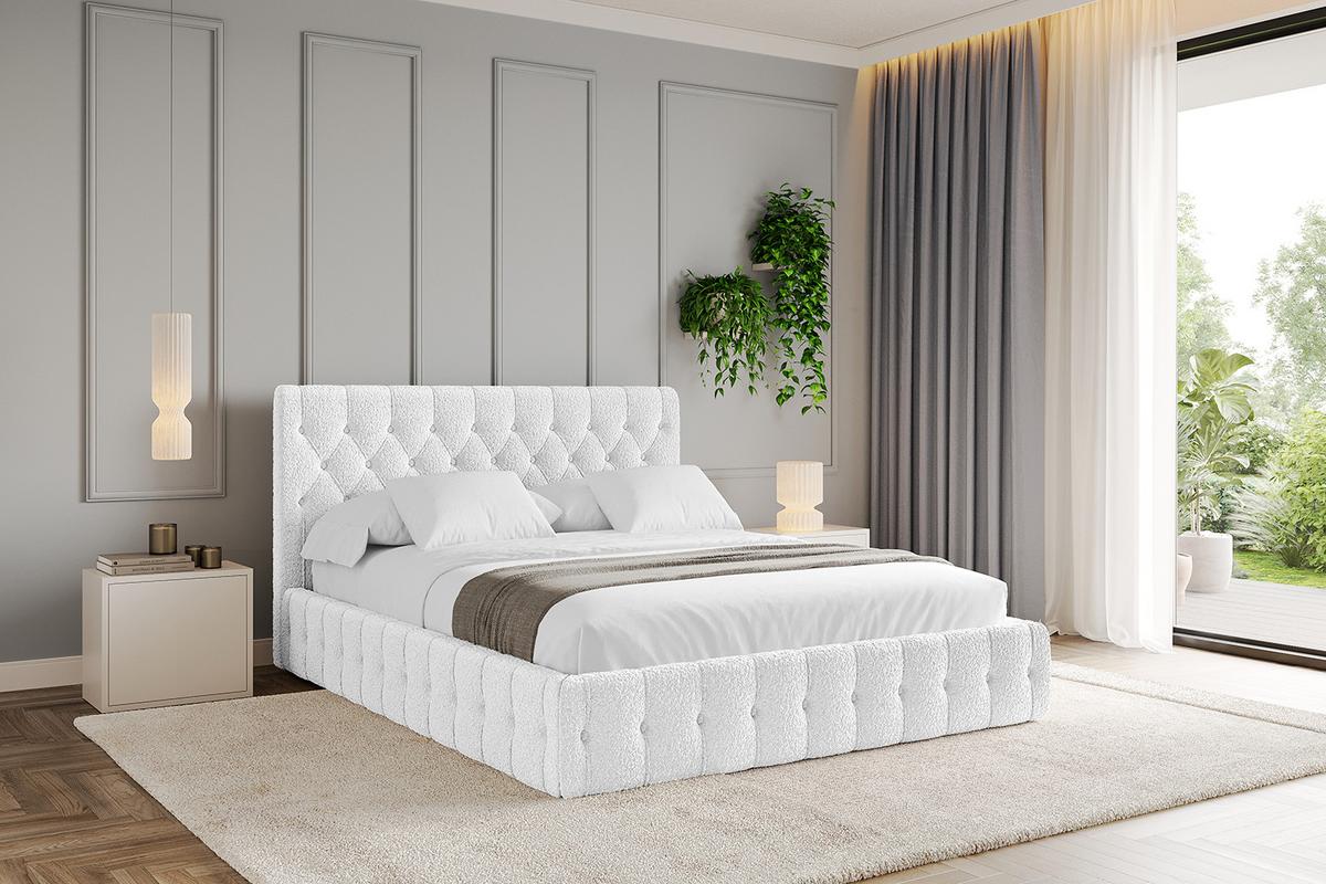 POLSTERBETT mit Bettkasten und Lattenrost, Bett mit Matratze H3/H4 - LARO 180x200 Weiß - Weiß, Holzwerkstoff/Textil (180/200cm) - ALTDECOR