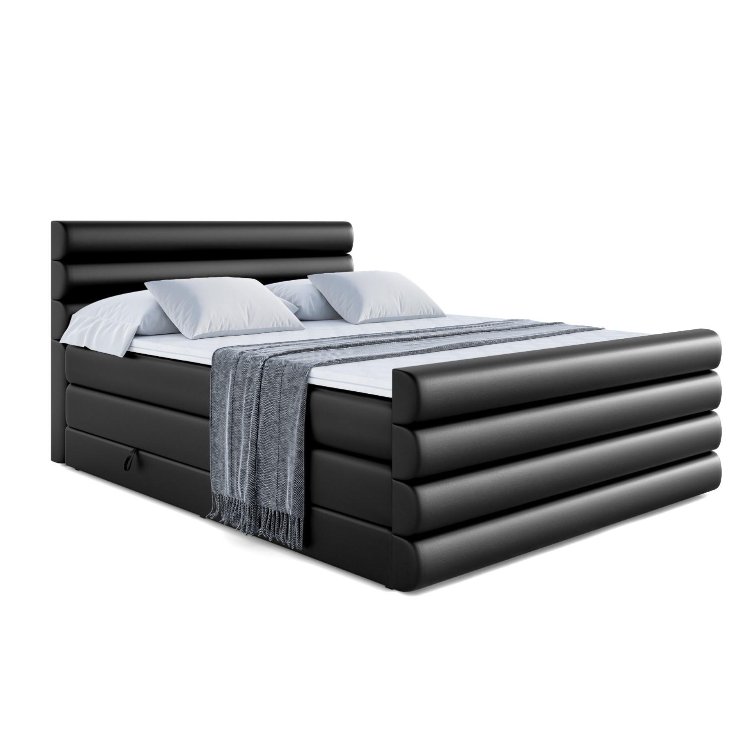 BOXSPRINGBETT CELESTIA-Z KING - 180x200 - H3/H4 - Schwarz Hochglanz - Schwarz Hochglanz, Holzwerkstoff (180/200cm) - ALTDECOR