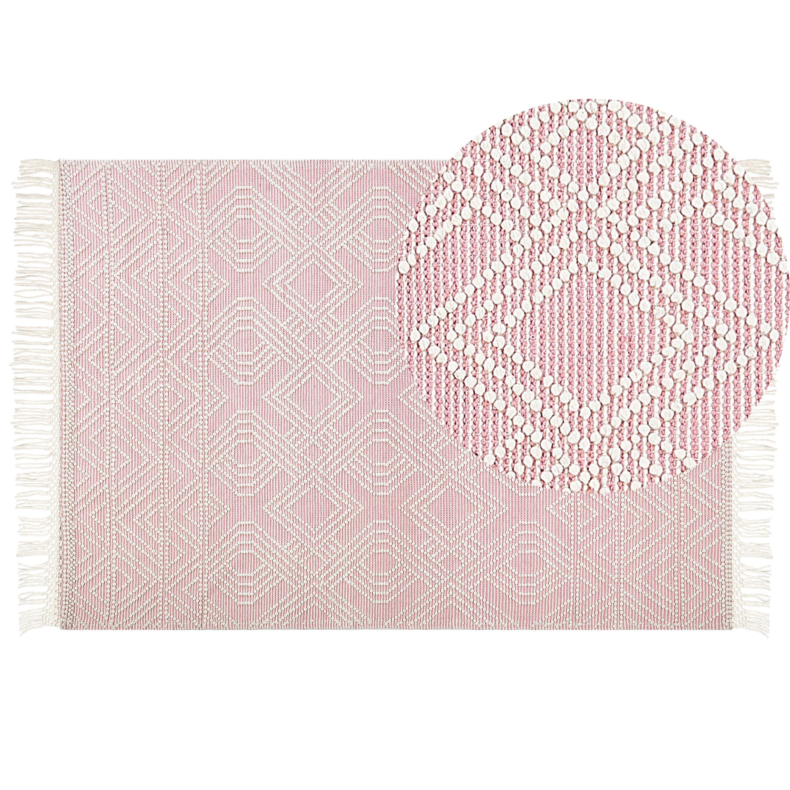 KURZFLOR-TEPPICH Adana 230/160 cm - Pink, Textil (160/230cm) - Beliani