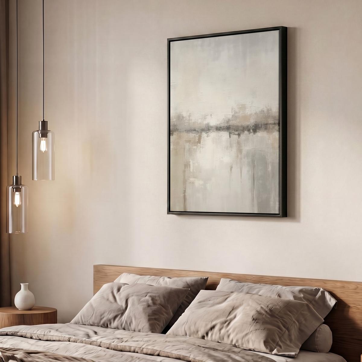 LEINWAND Bilder mit Rahmen - Moderne Kunst - Abstrakt - Beige - 50x70 - Beige, Textil (50/70cm) - MuchoWow