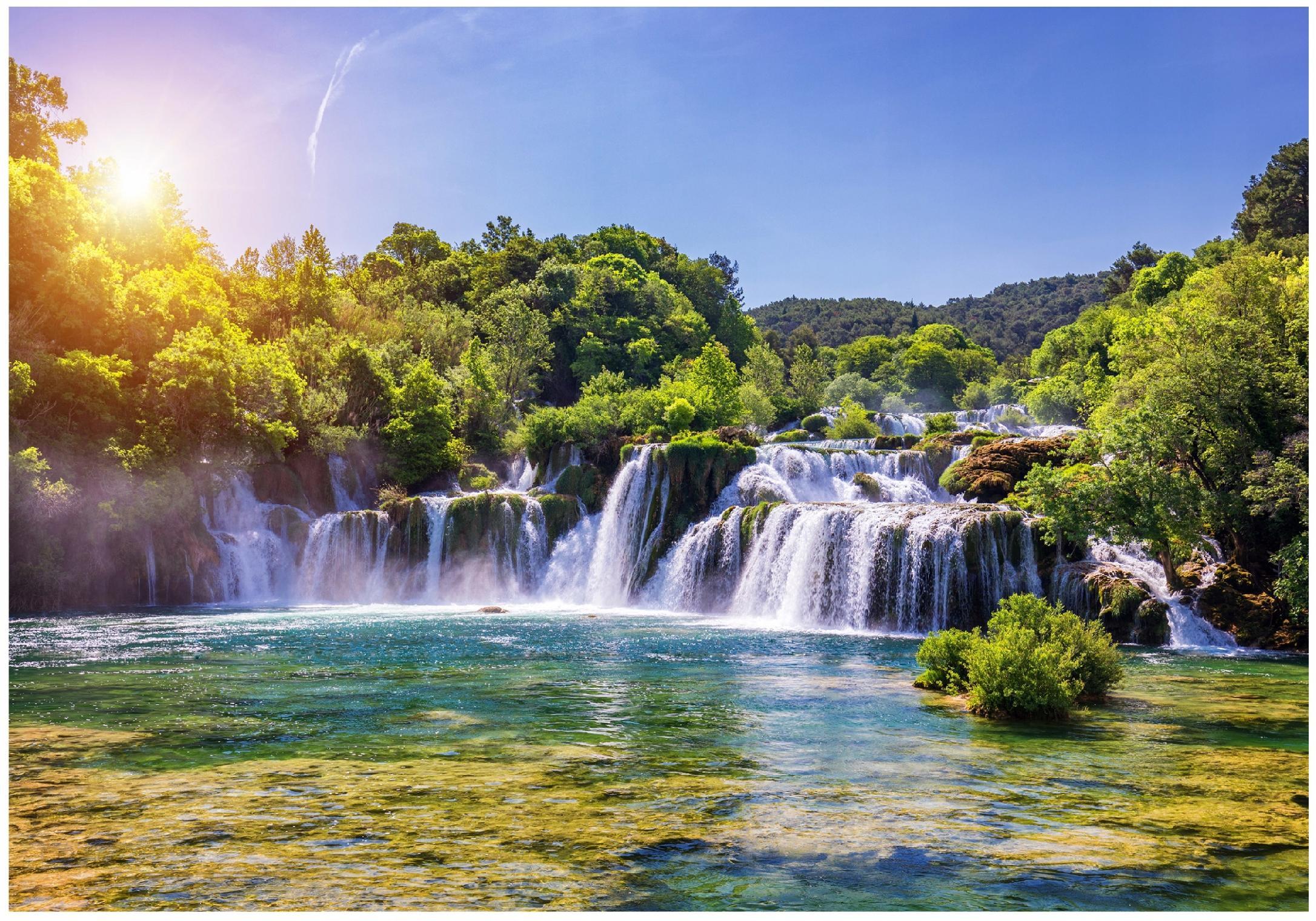 FOTOTAPETE Wasserfall 3D Natur 250x175 - Multicolor, Papier (250/175cm) - Wallarena