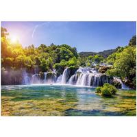 FOTOTAPETE Wasserfall 3D Natur 250x175 - Multicolor, Papier (250/175cm) - Wallarena